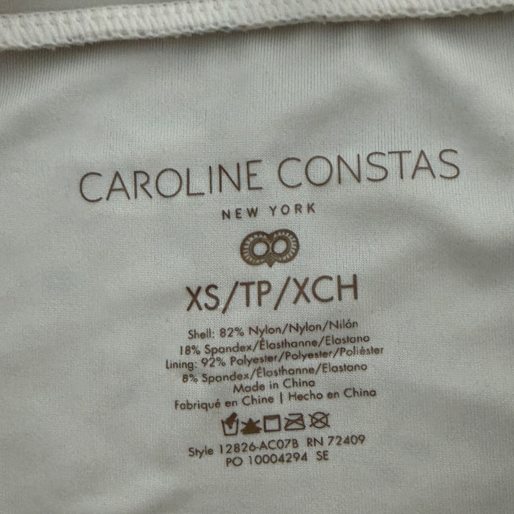 NWOT Caroline Constas Floral High-Waist High-Leg Bikini Set XS Cream Pink - Picture 3 of 6